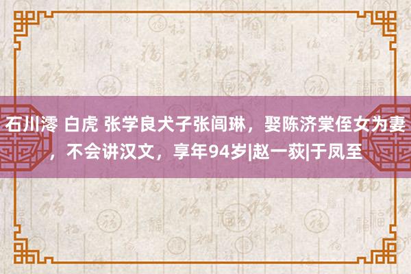 石川澪 白虎 张学良犬子张闾琳，娶陈济棠侄女为妻，不会讲汉文，享年94岁|赵一荻|于凤至